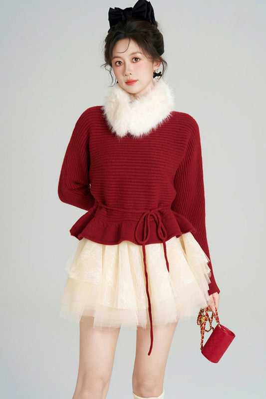 Retro Girly French Sweater + Skirt