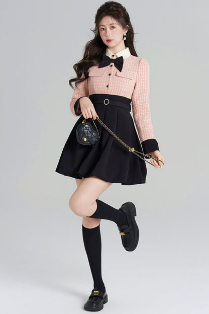 Woolen Floral Two-Piece Dress