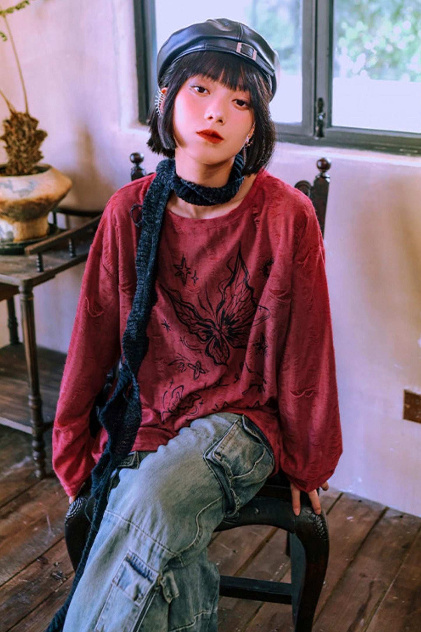 Butterfly Illusion Retro Top