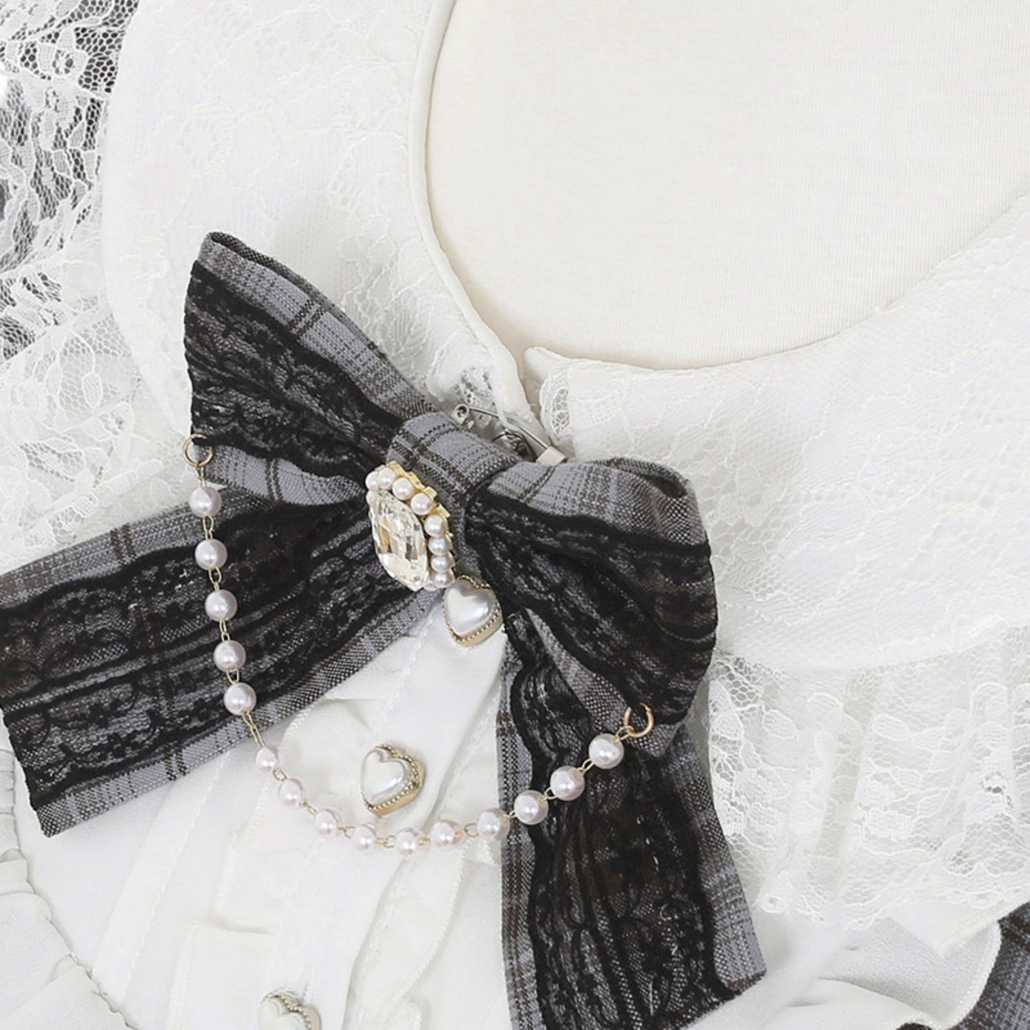 Robe Sweet Girly Grise à Carreaux et Ruban