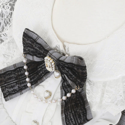 Robe Sweet Girly Grise à Carreaux et Ruban