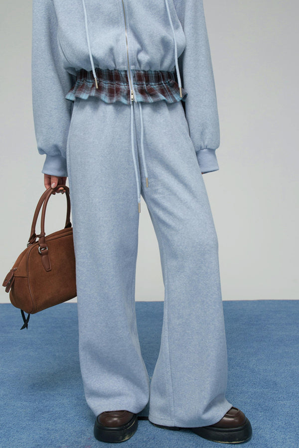 パッチワークプラッドフーデッドジャケットセットアップ