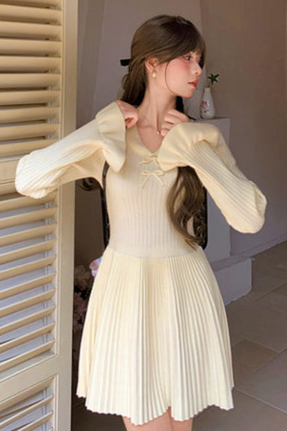 プリーツスイートニットドレス