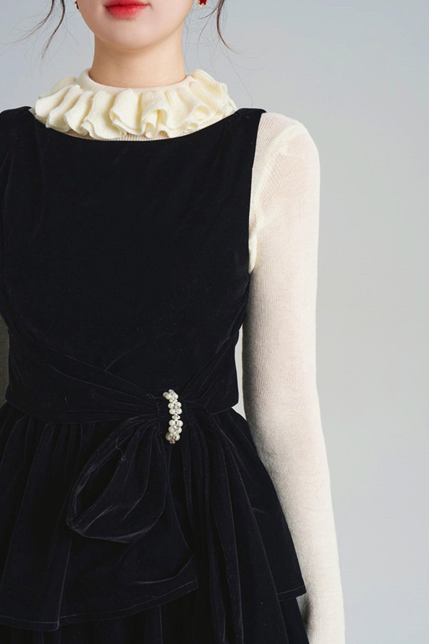 Black Velvet Tiered Dress + Top