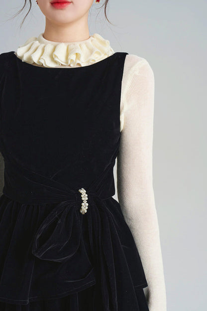 Black Velvet Tiered Dress + Top