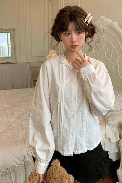 퓨어 화이트 레이스 블라우스