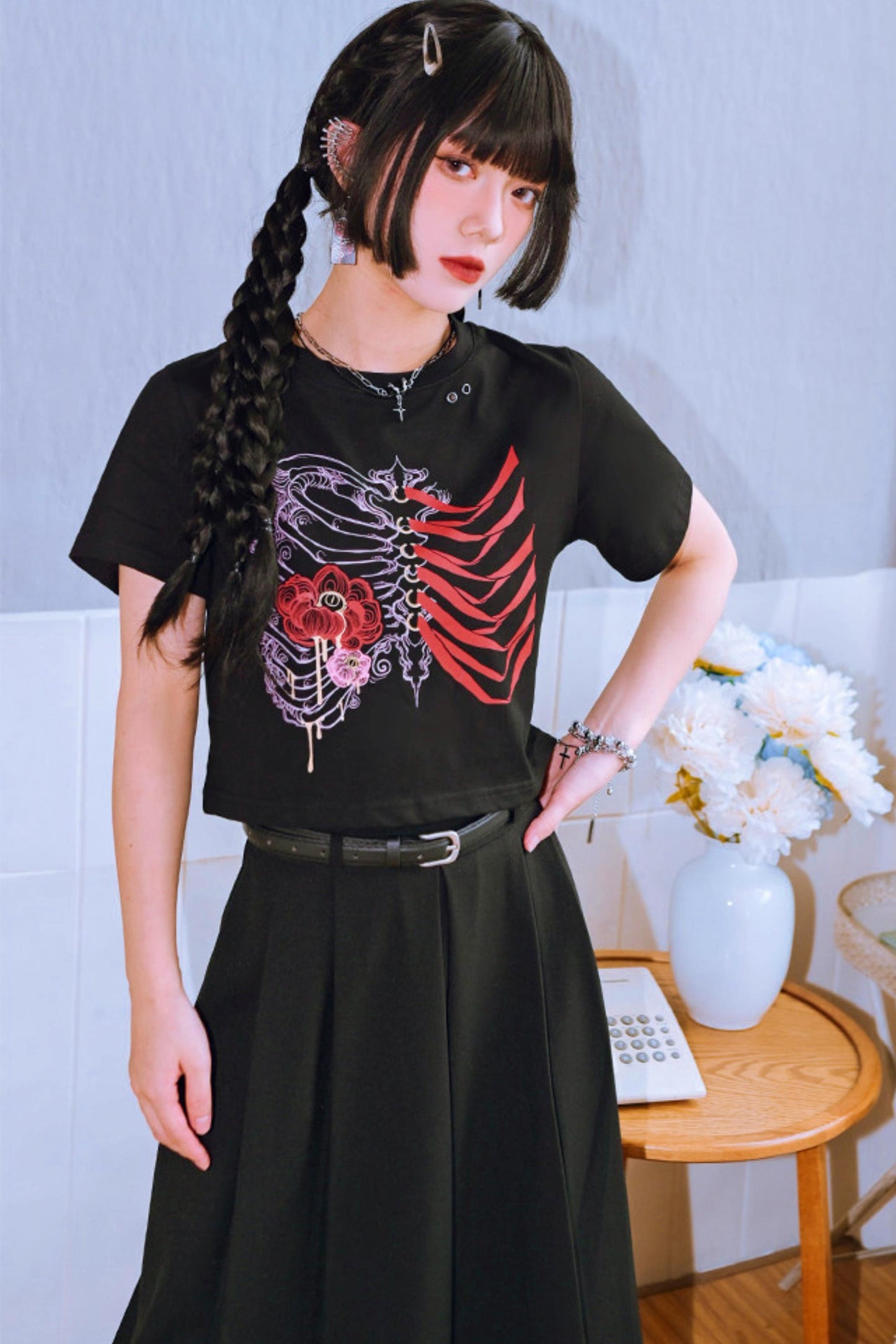 Dark Floral Printed Top