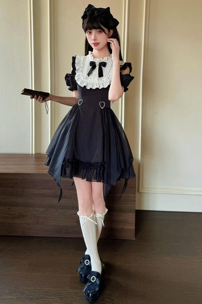 Vestido de hombros descubiertos luna oscura estilo jirai
