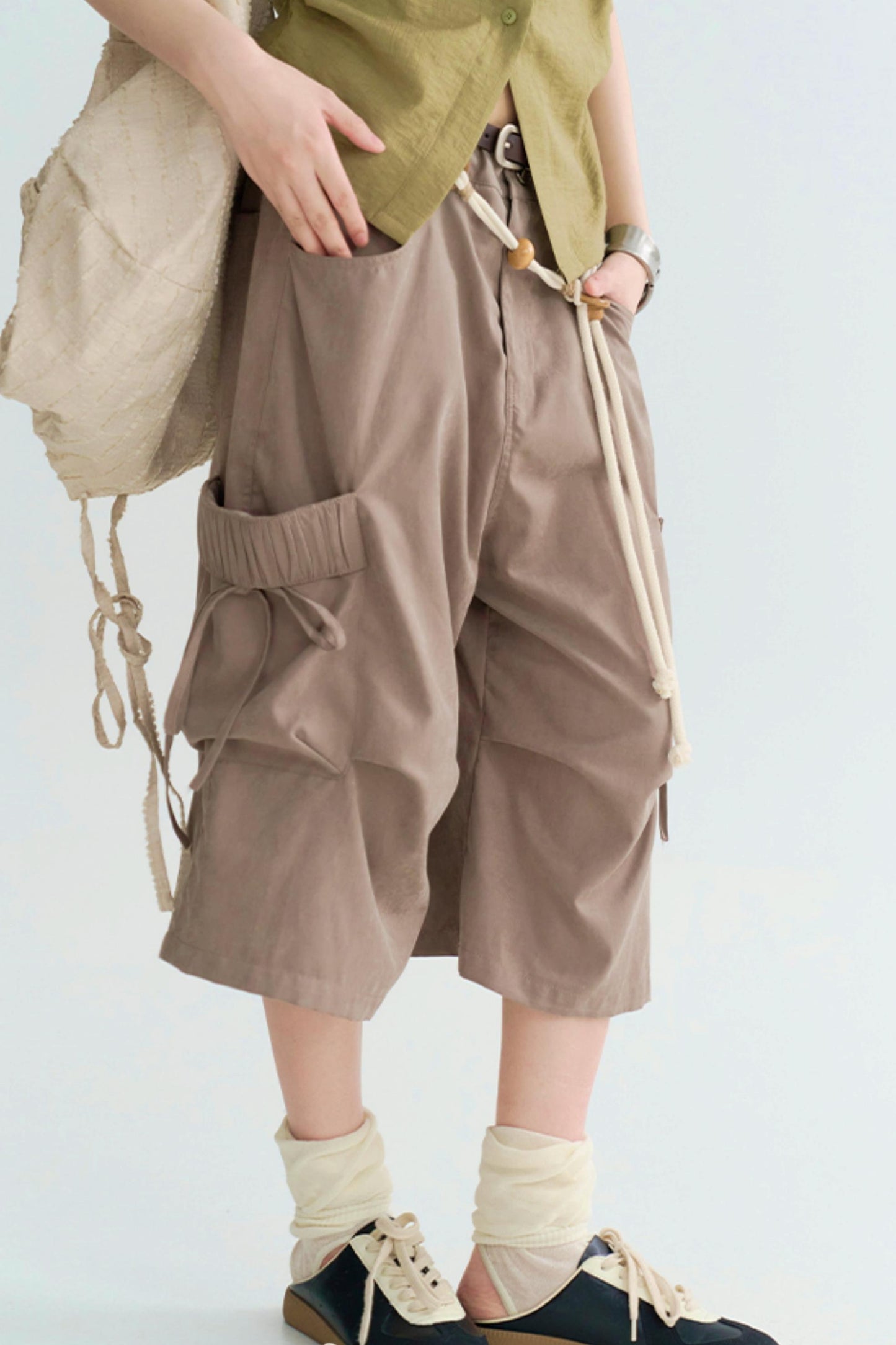 ルーズフィットクロップドカーゴトラウザーズパンツ