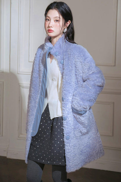 Matte Fleece Stand Collar Coat