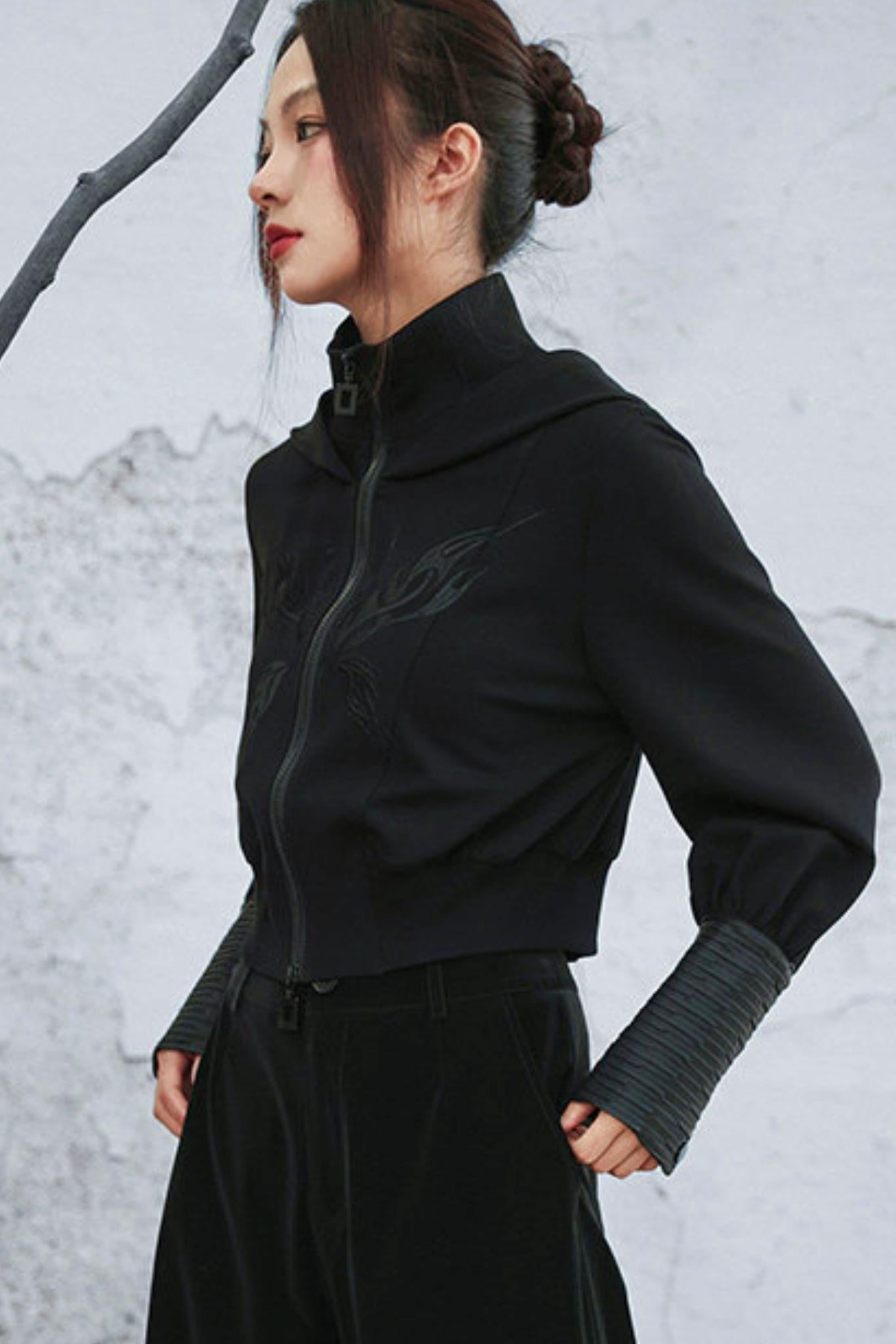 ダークビッグフードショートジャケット