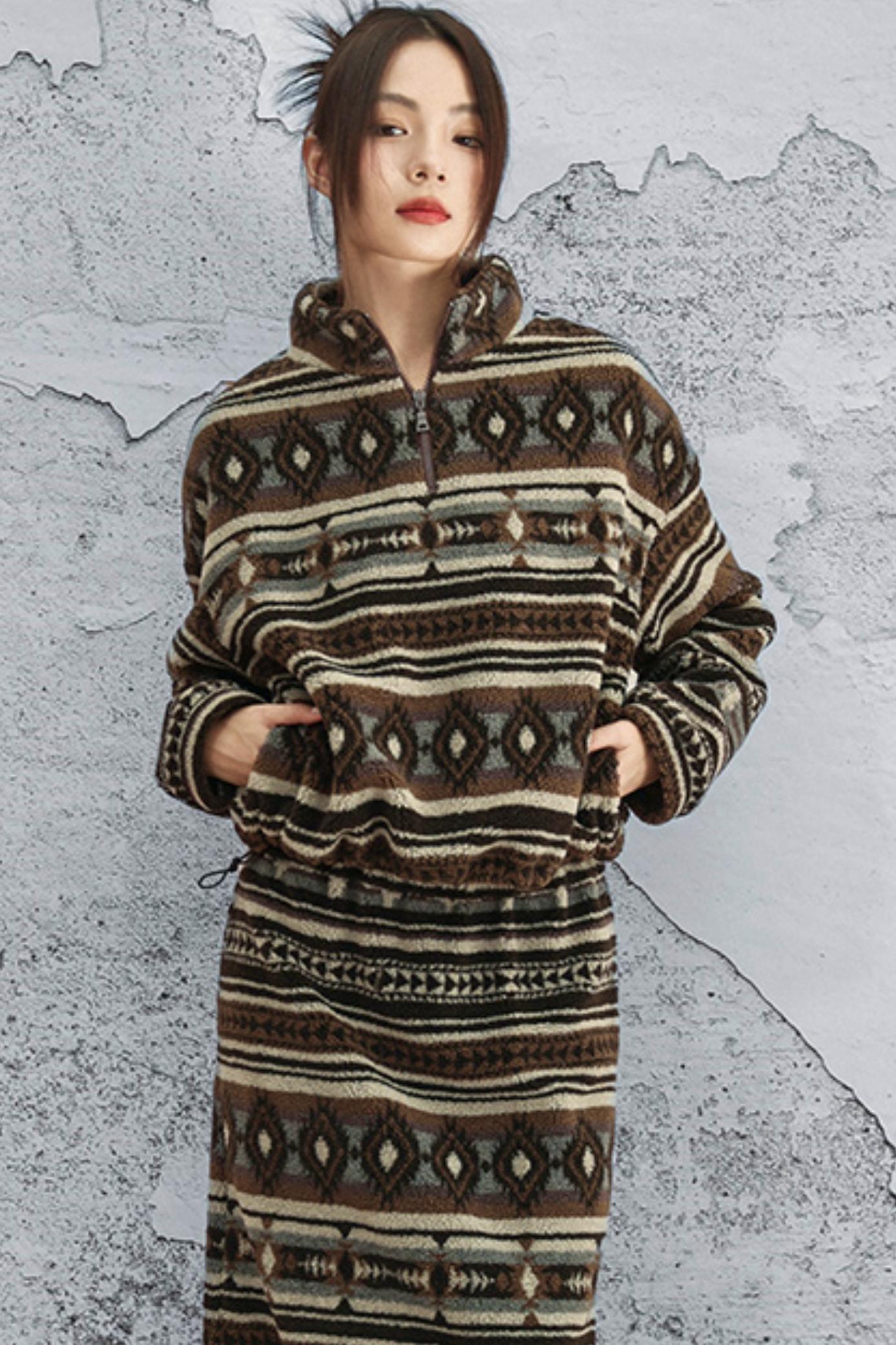 ラムウールジオメトリックジャケット