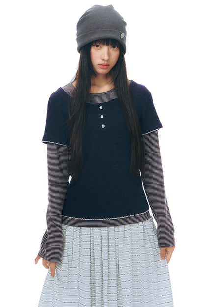 コントラストカラーレイヤートップス