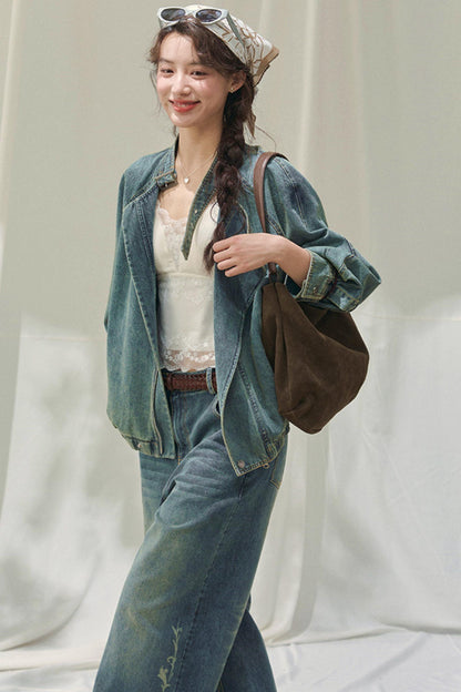 Laser Embossed Vintage Jeans