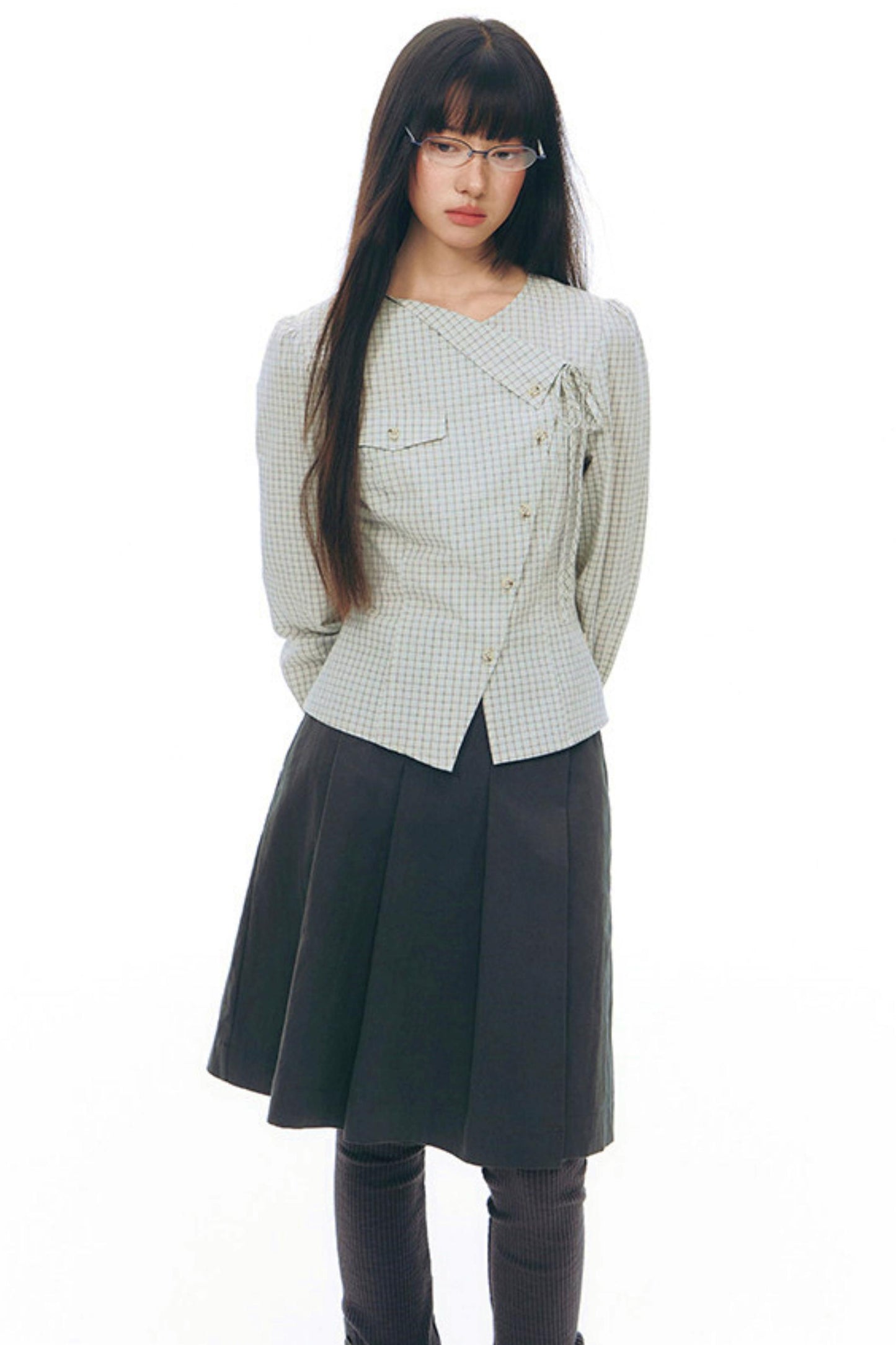 プリーティッドエーラインミディスカート