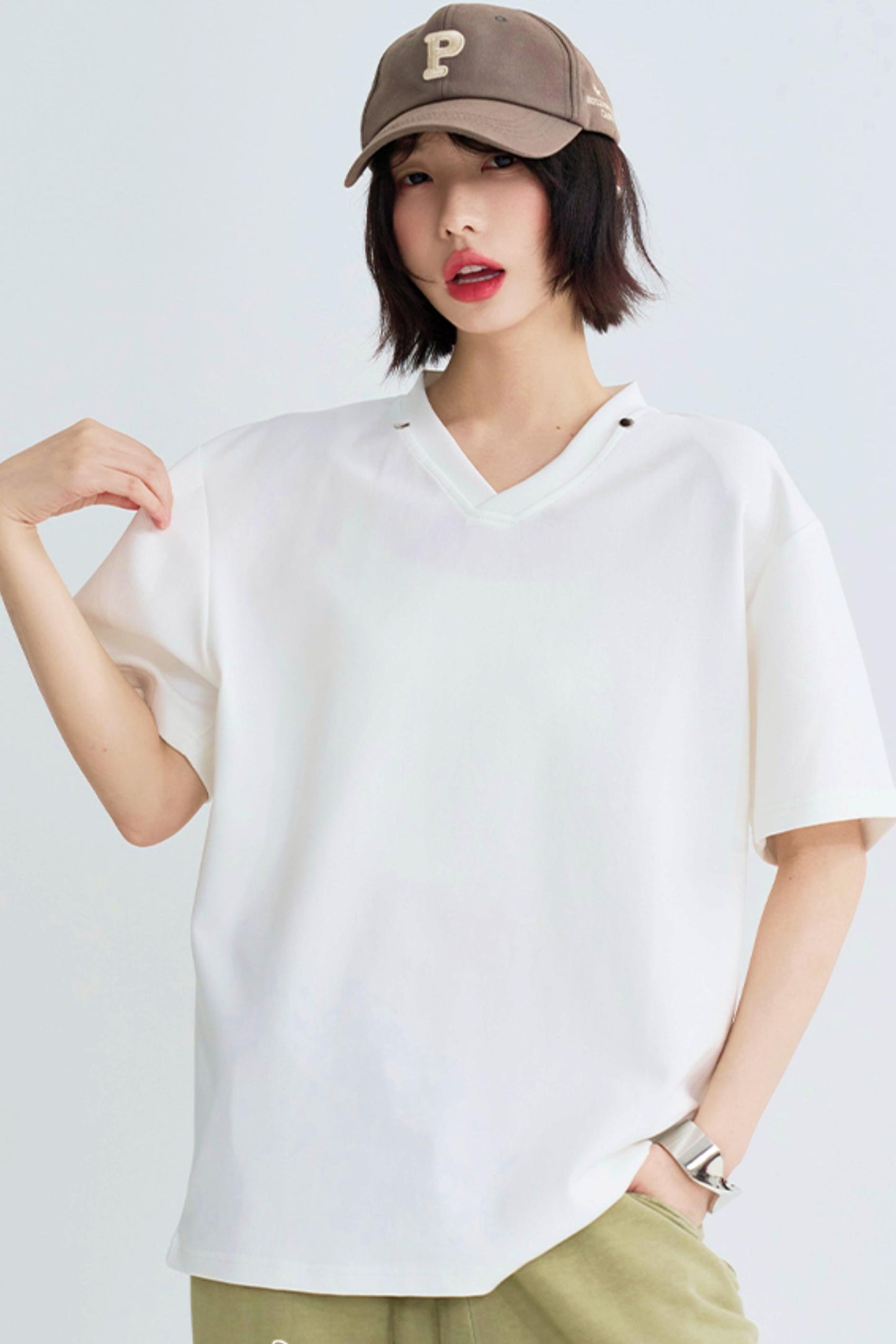 Detachable color solid tee shirt