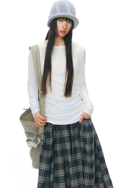 Y2Kボタンレイヤードトップス