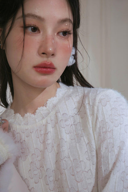 Velvet Lace Rabbit Fur Top