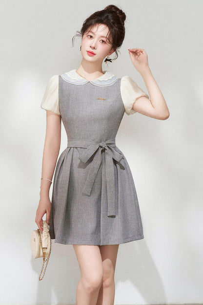 Gray Puff Sleeve Dress