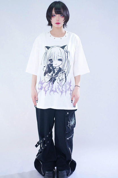 T-shirt imprimé chat pailleté