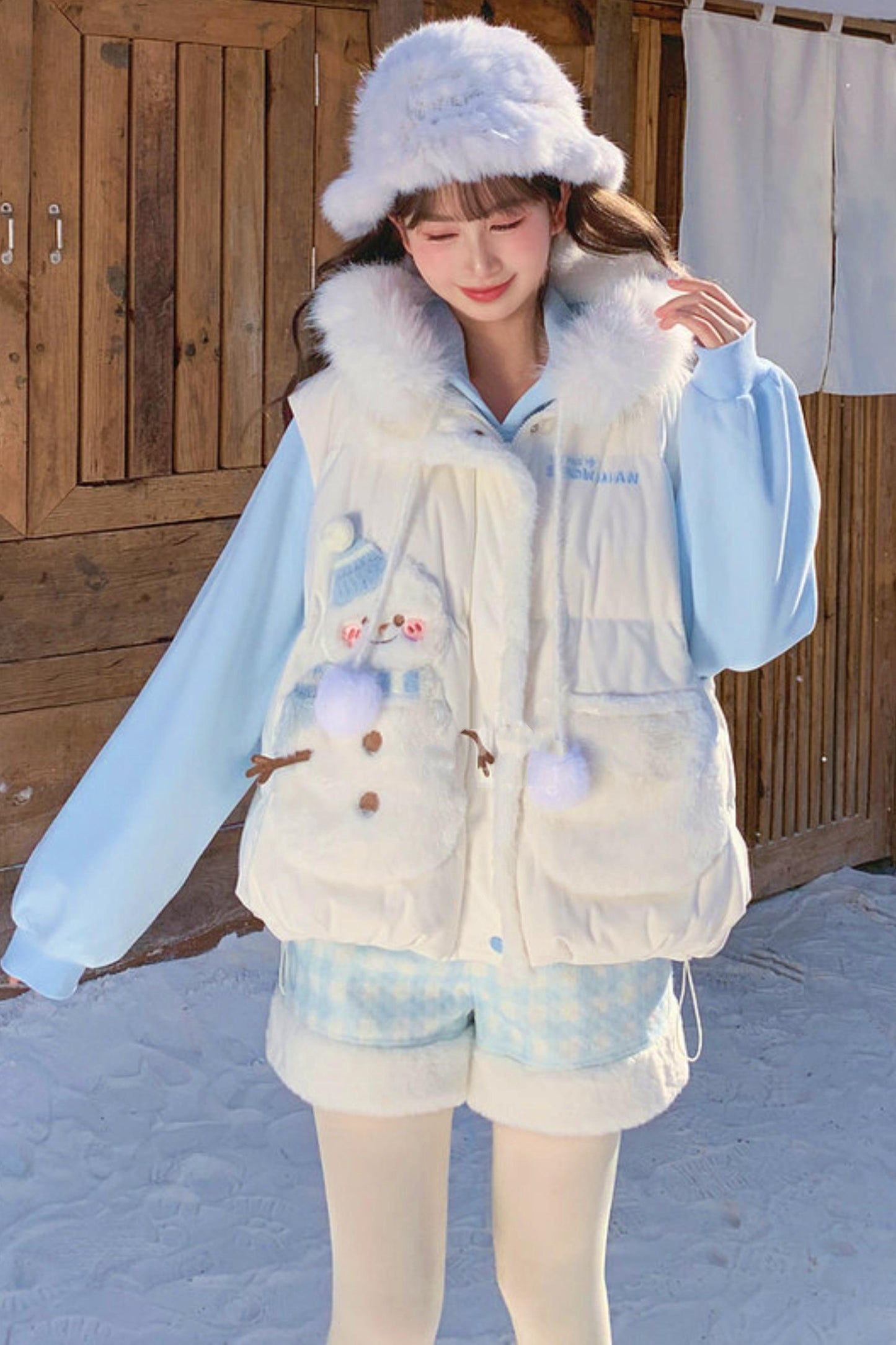 Forest Girl Cartoon Down Vest