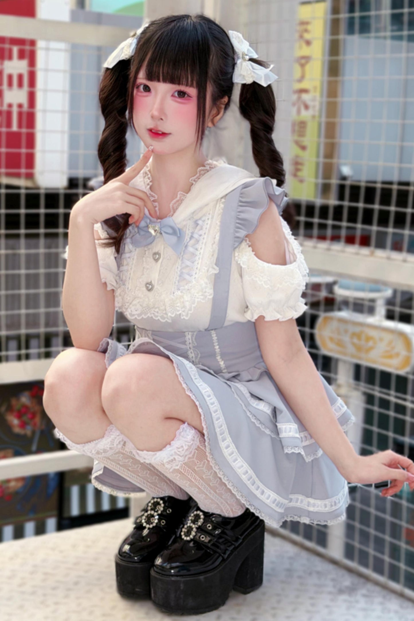 [Pre-Order] Angelcore Off-Shoulder Top + Tiered Skirt