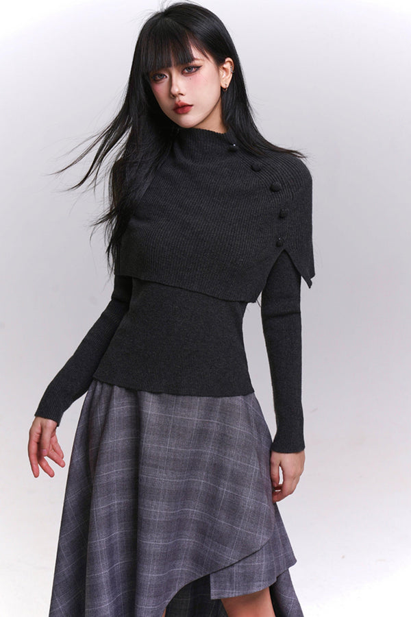 Atmospheric cape design knit top