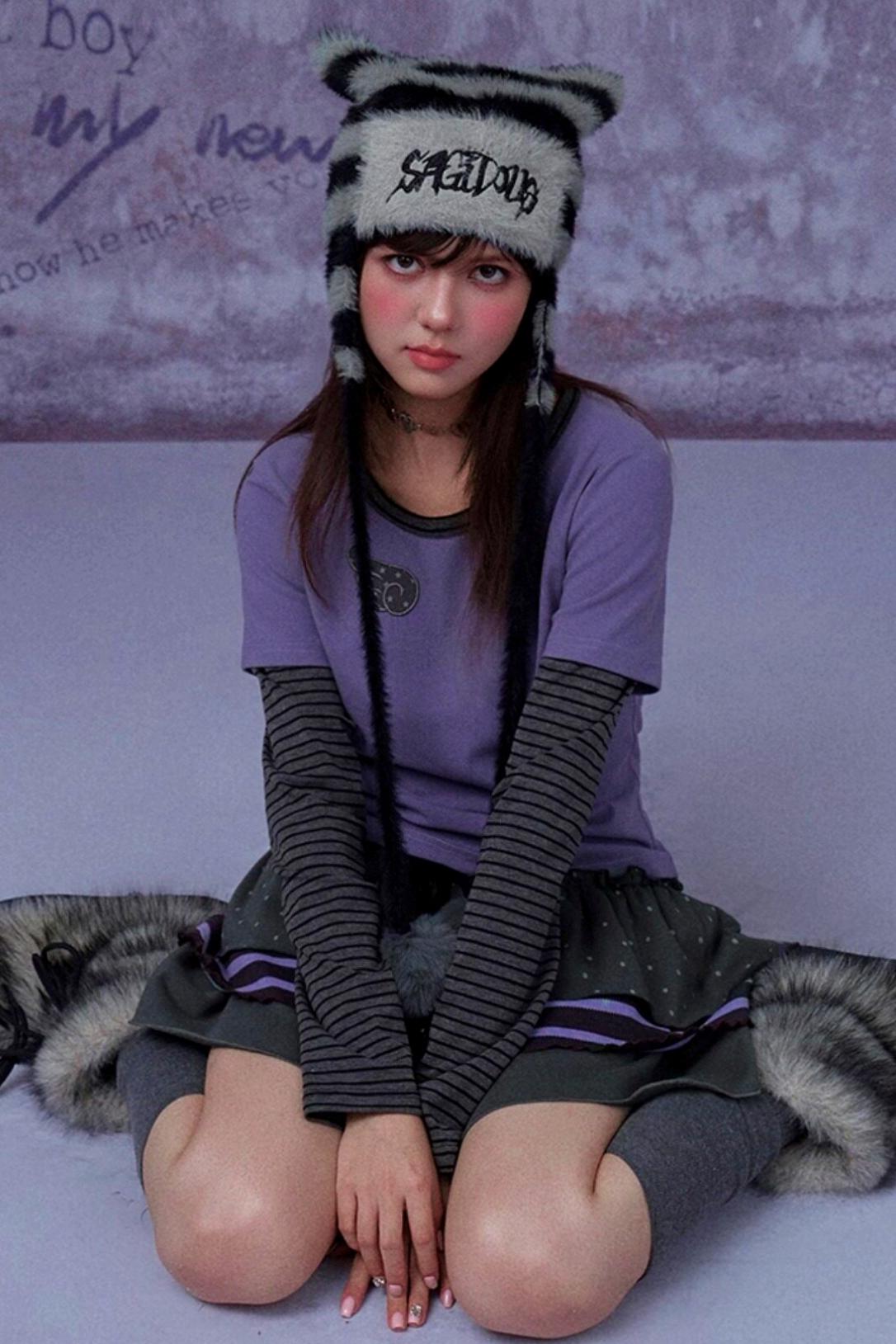 Dreilagiger grau-lila Rock