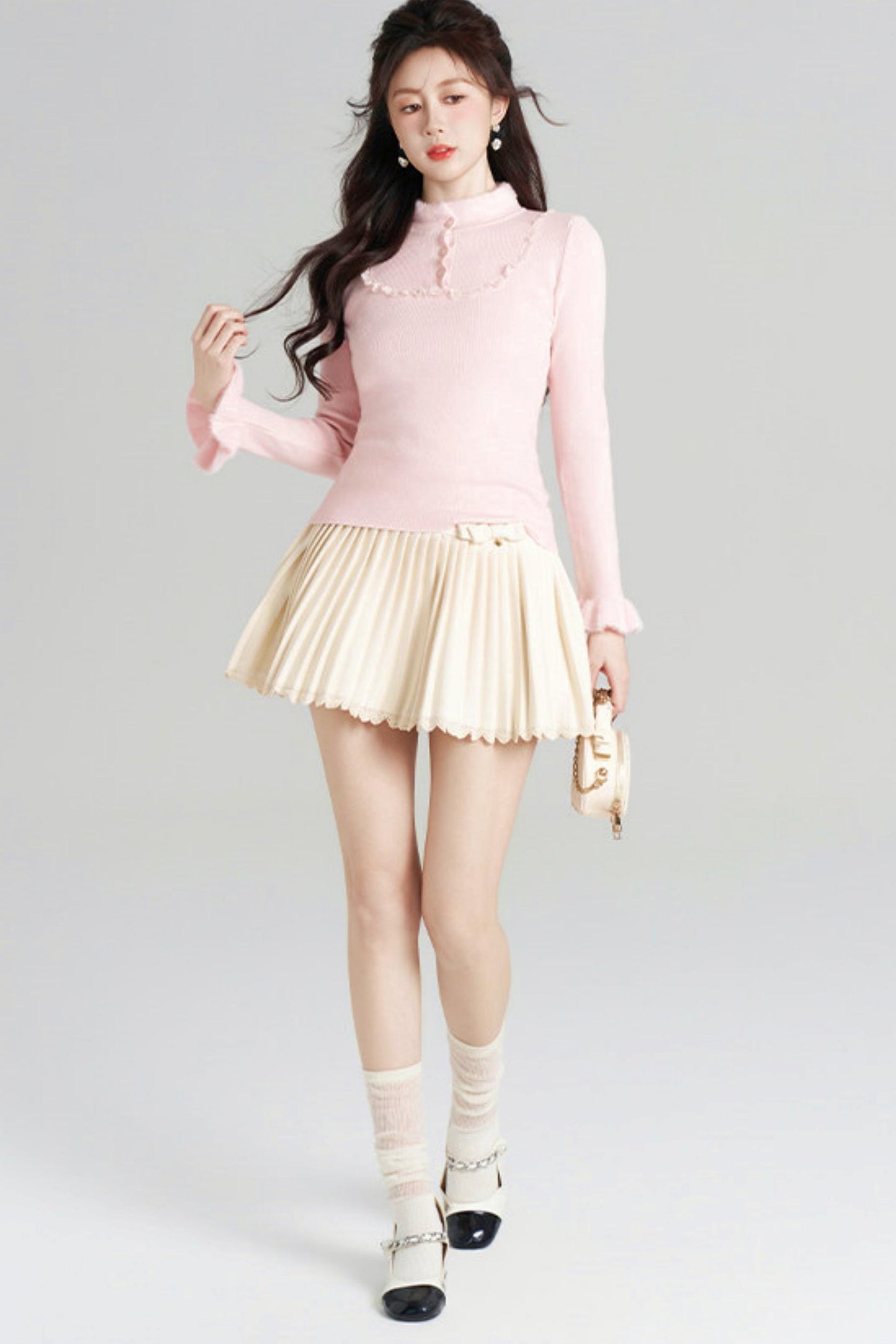 French Slim Stand Collar Top