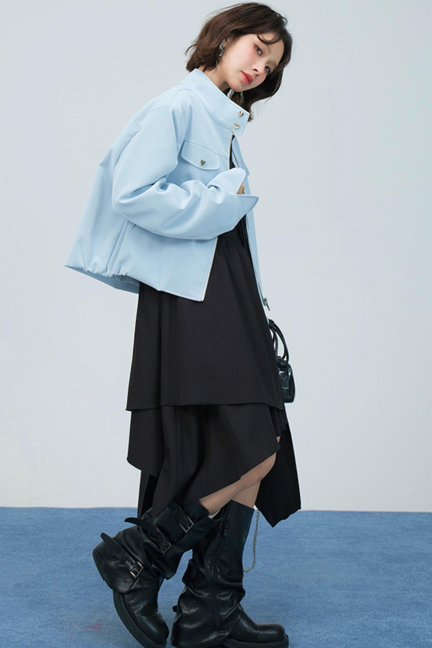 ブルーヴェルヴェットレザージャケット