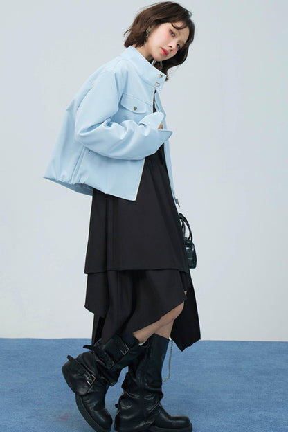 ブルーヴェルヴェットレザージャケット