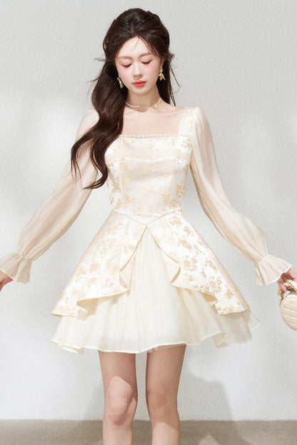 French Jacquard A-Line Dress