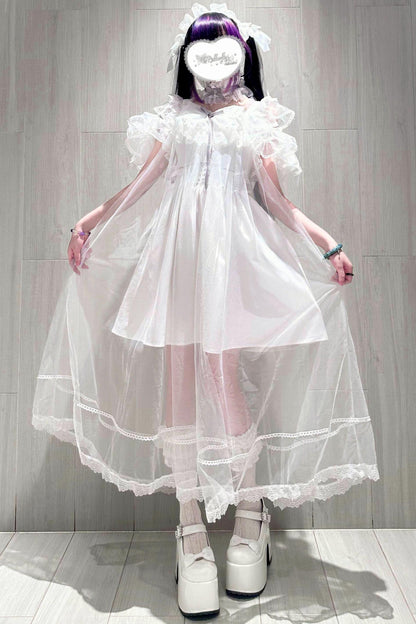 [Vorbestellartikel] Transparentes Trägertop + Schleier im Gothic-Doll-Stil