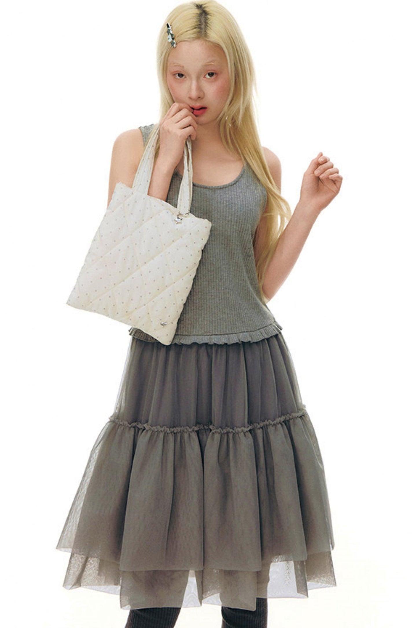 Robe chasuble en tulle Y2K