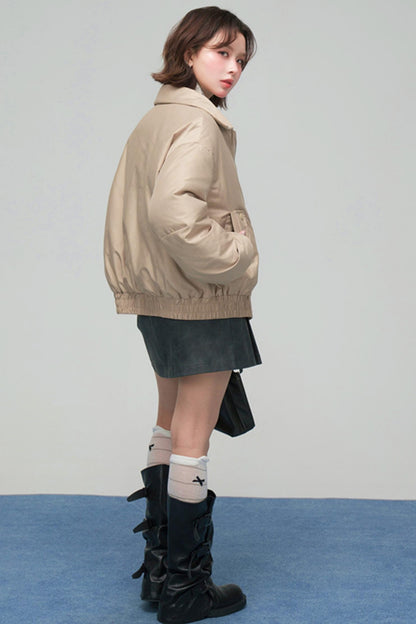 サテンコクーンダウンジャケット