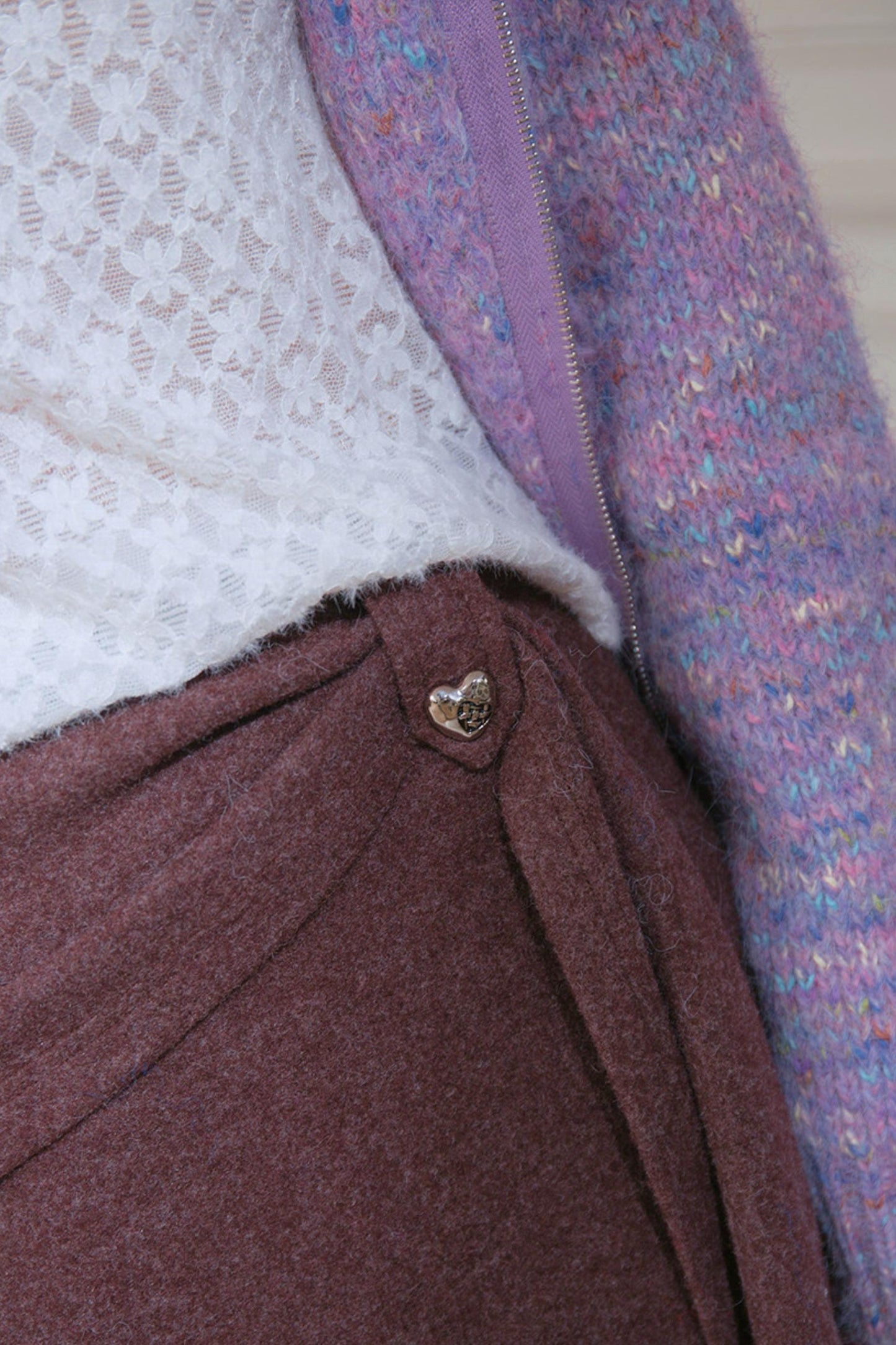 Wood Red Patchwork Skirt