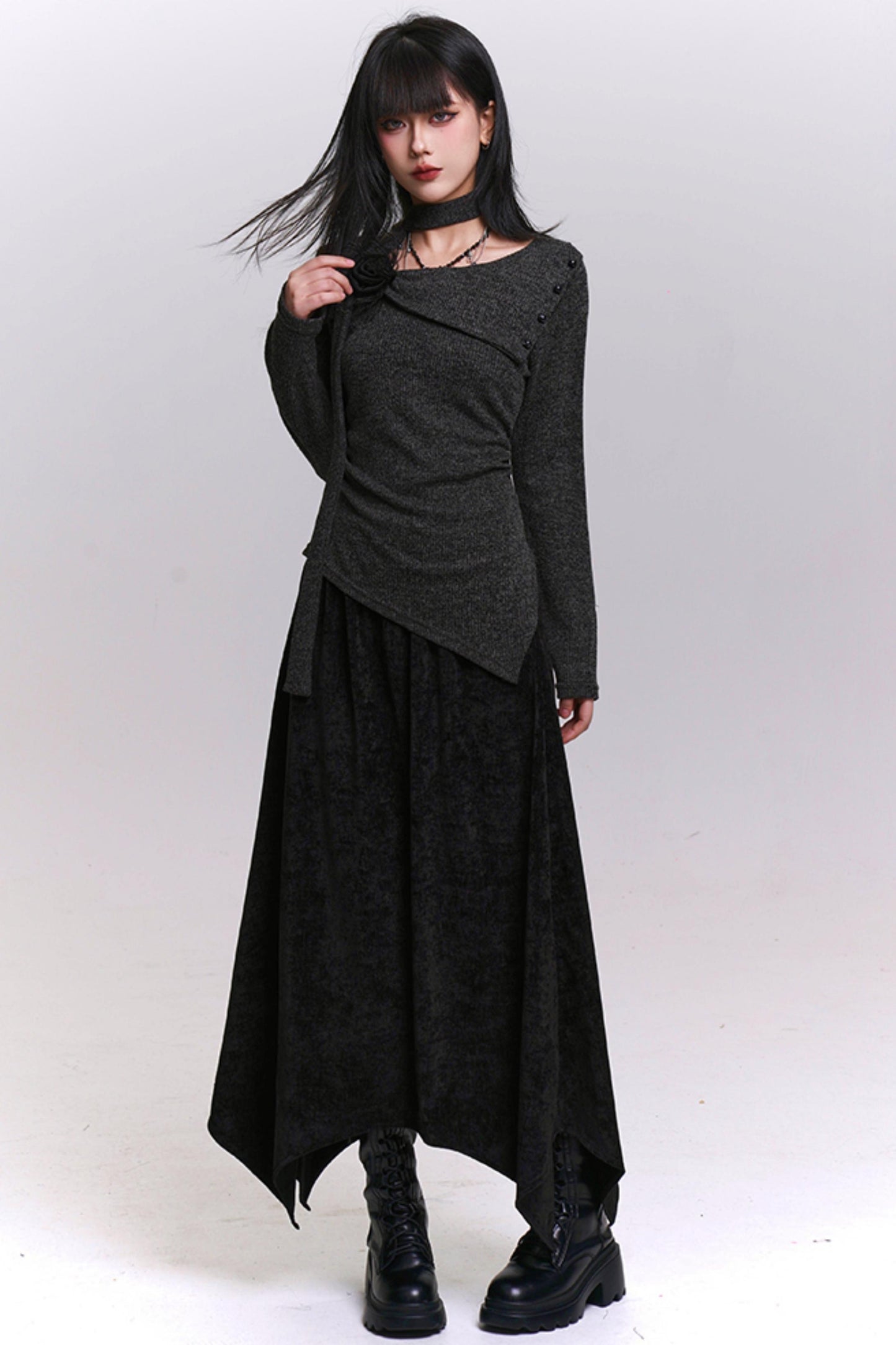 ツーピースニットスカートセットアップ　