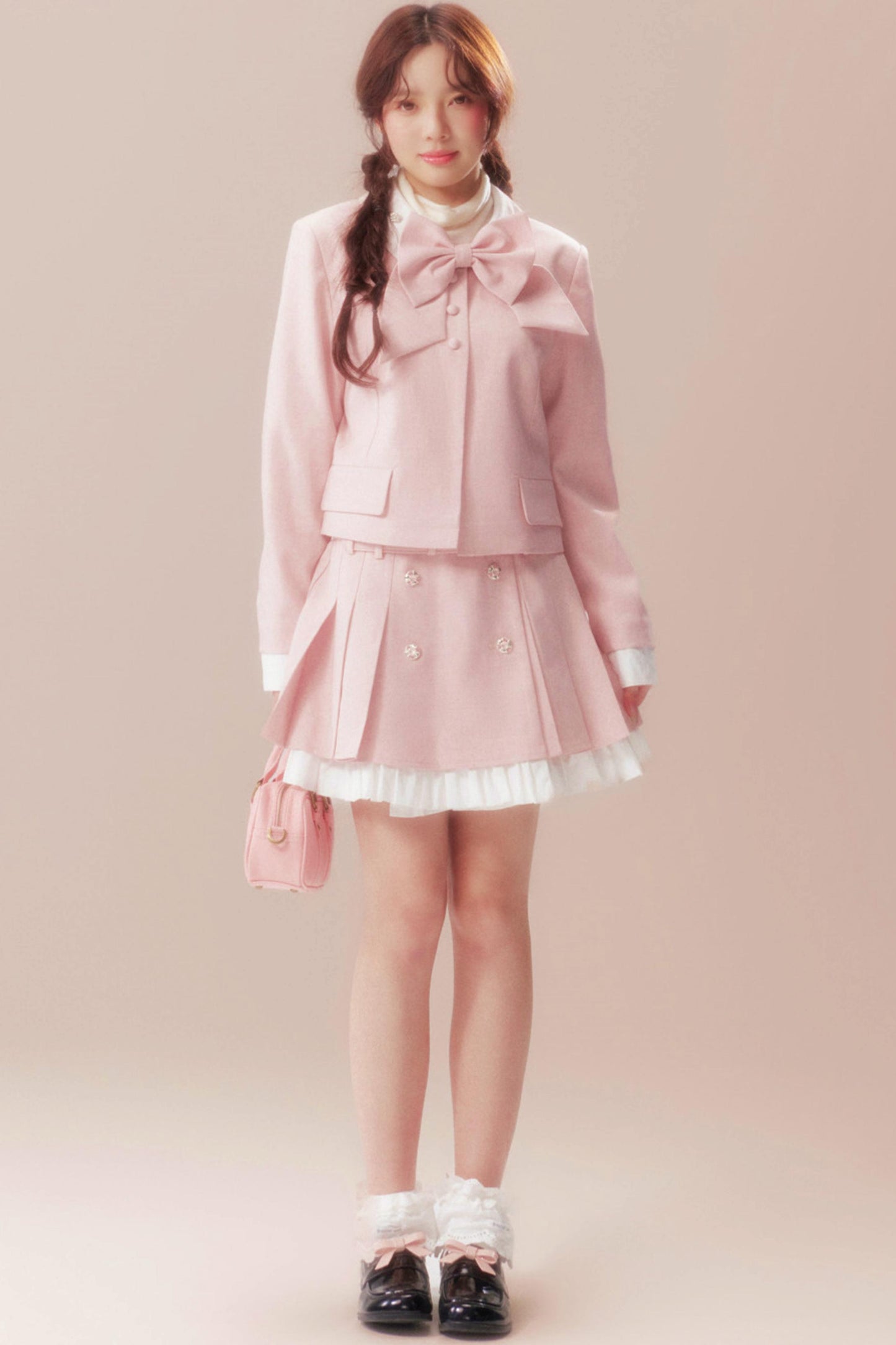 Eden Garden Pink Jacket + High Waist A-line Skirt