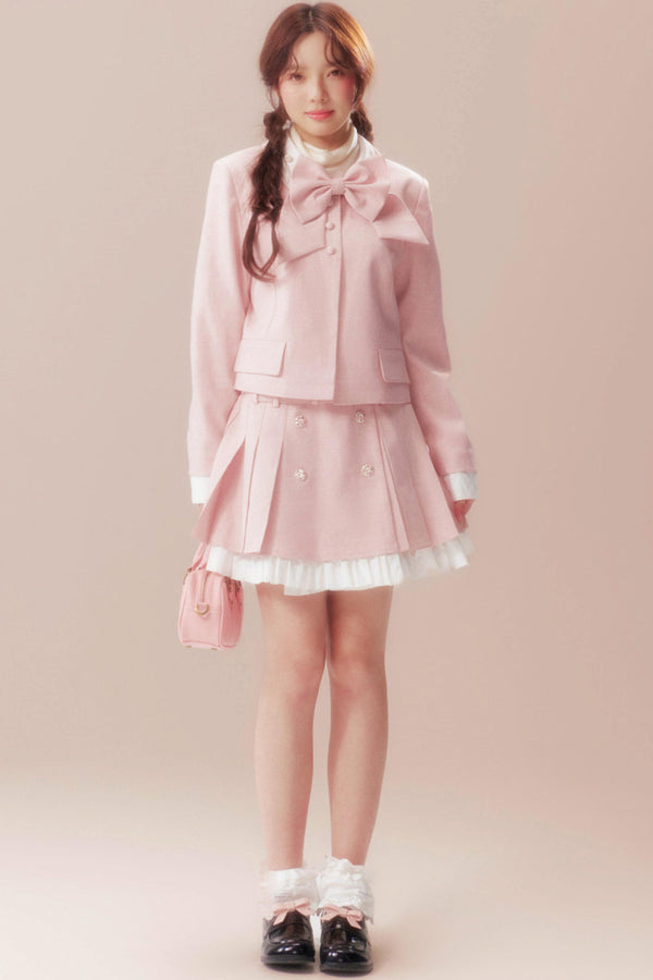Eden Garden Pink Jacket + High Waist A-line Skirt