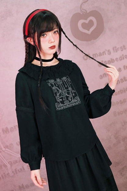 Dark Print Doll Collar Top