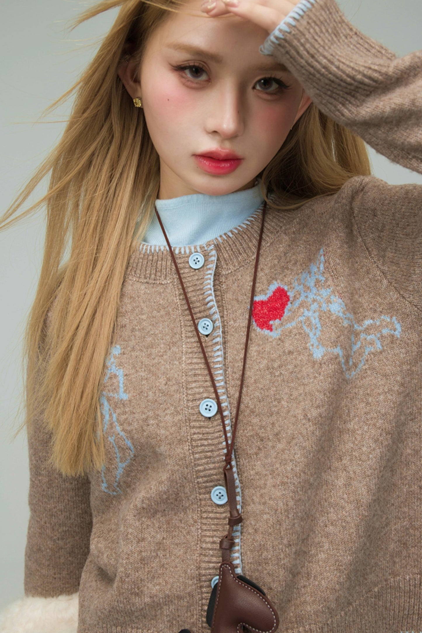 クレイブラウンウールカーディガン