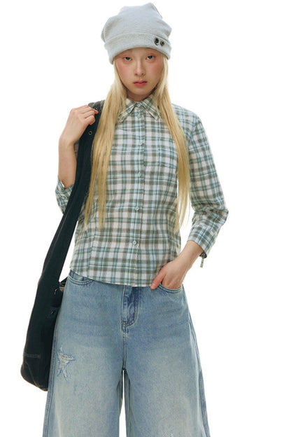 Plaid Y2K Fitted Top