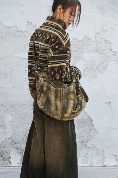 Distressed Washed Denim Bag