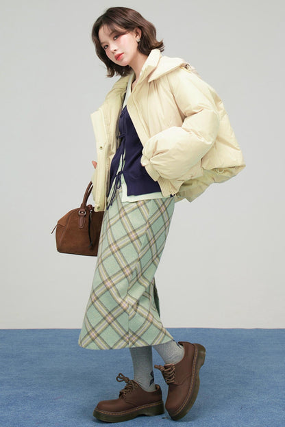 オートミールショートダウンジャケット