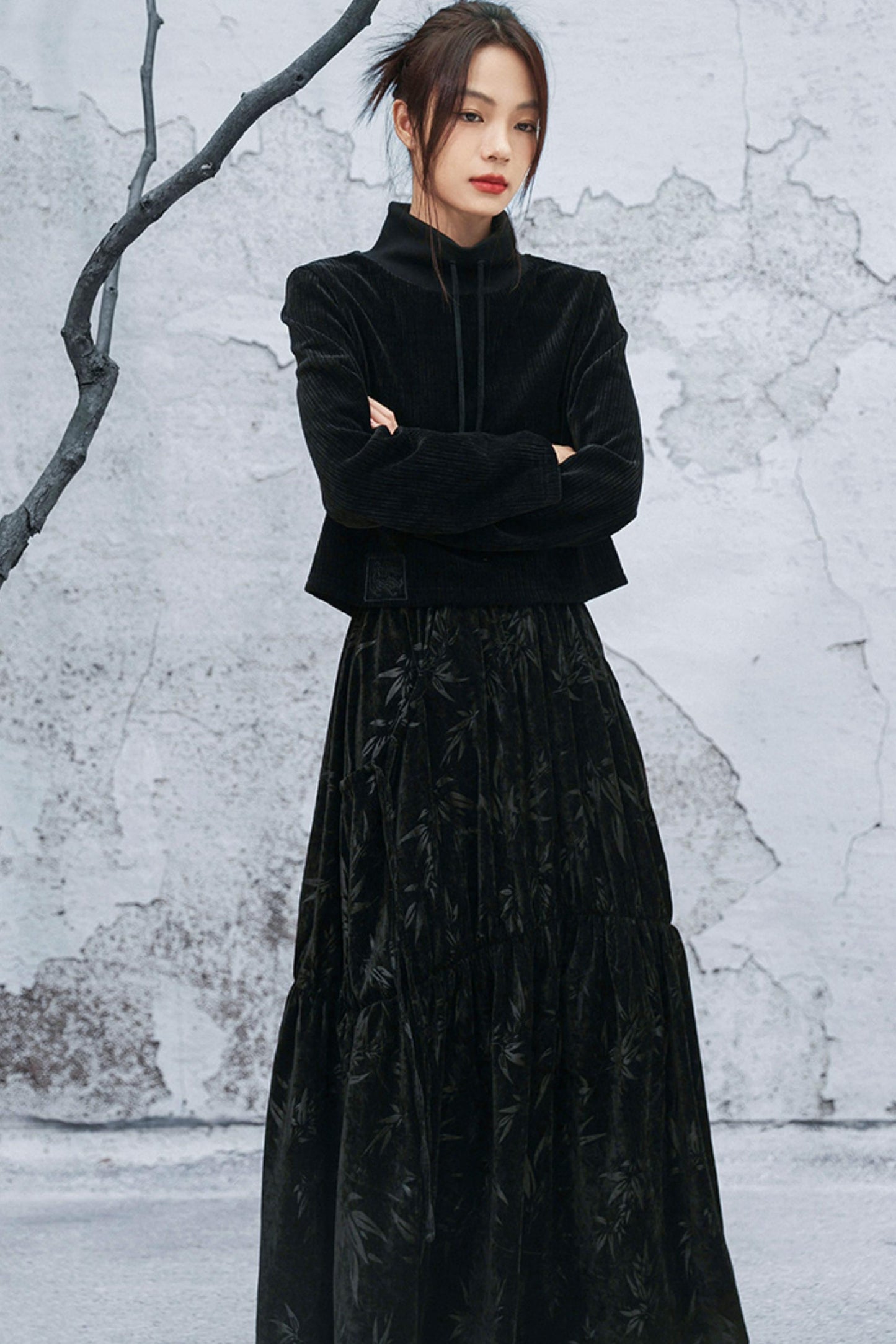 ダークバンブーリーフスカート