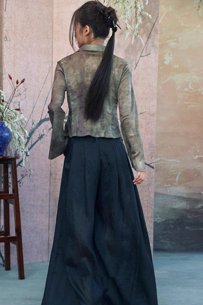 Vintage Green Chinese-Style Blouse