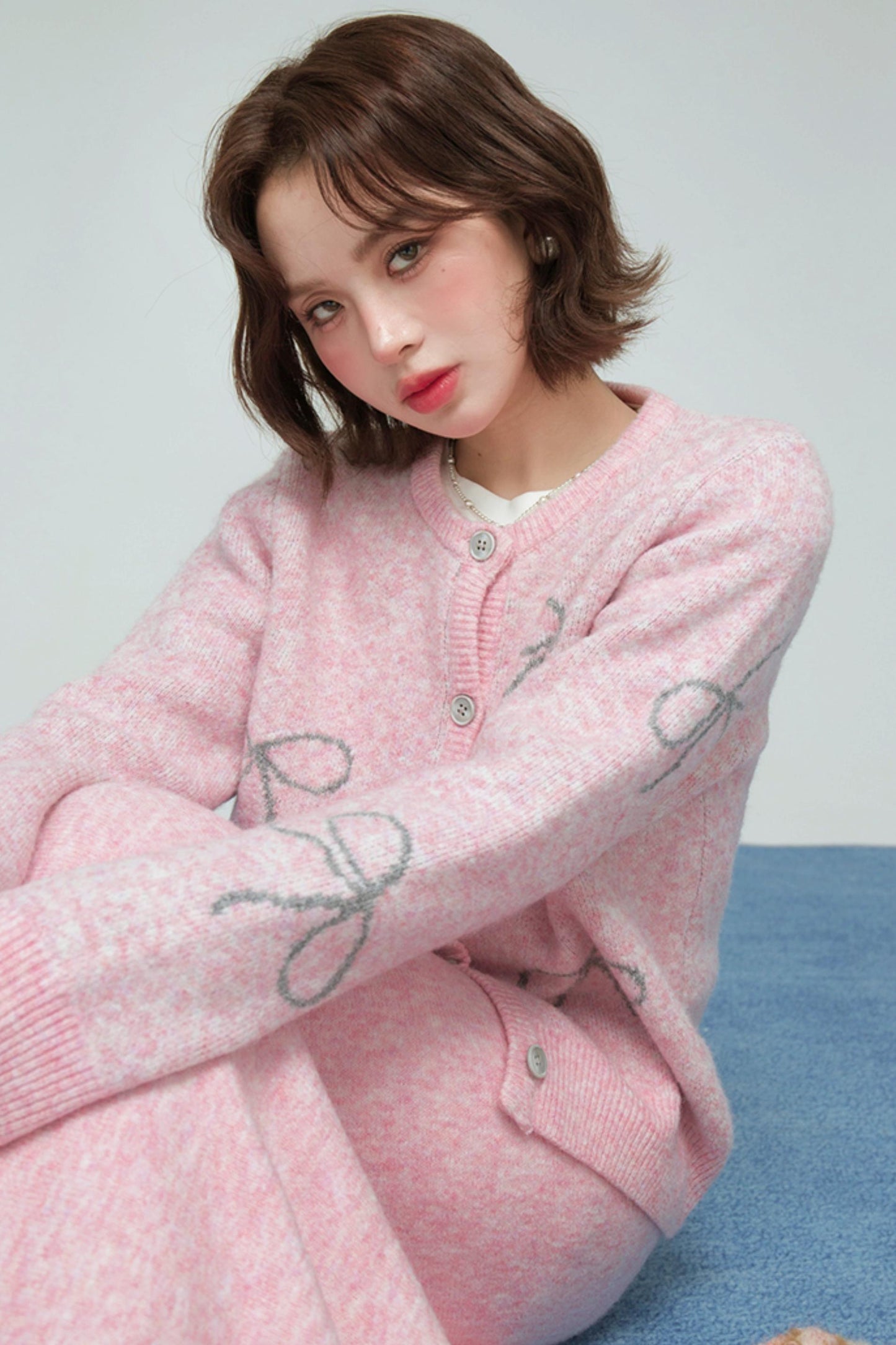 スウィートジャカードニットカーディガンセット