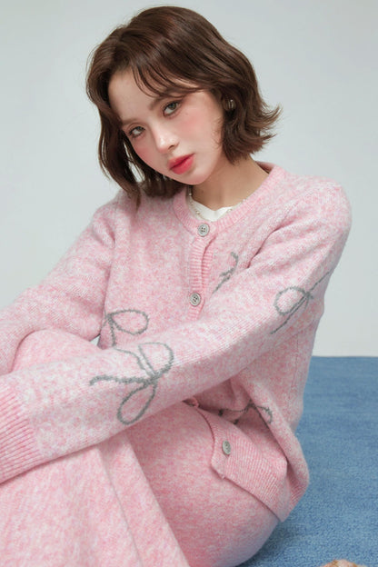 スウィートジャカードニットカーディガンセット