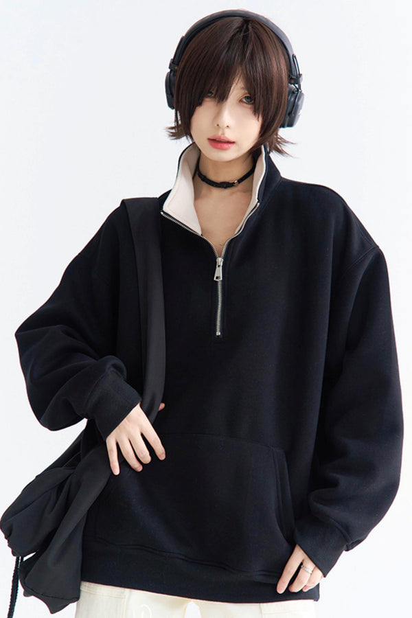 High Neck Half Zip Pullover