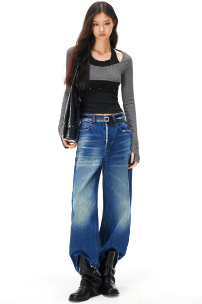 ラインストーンレイヤードニットトップス